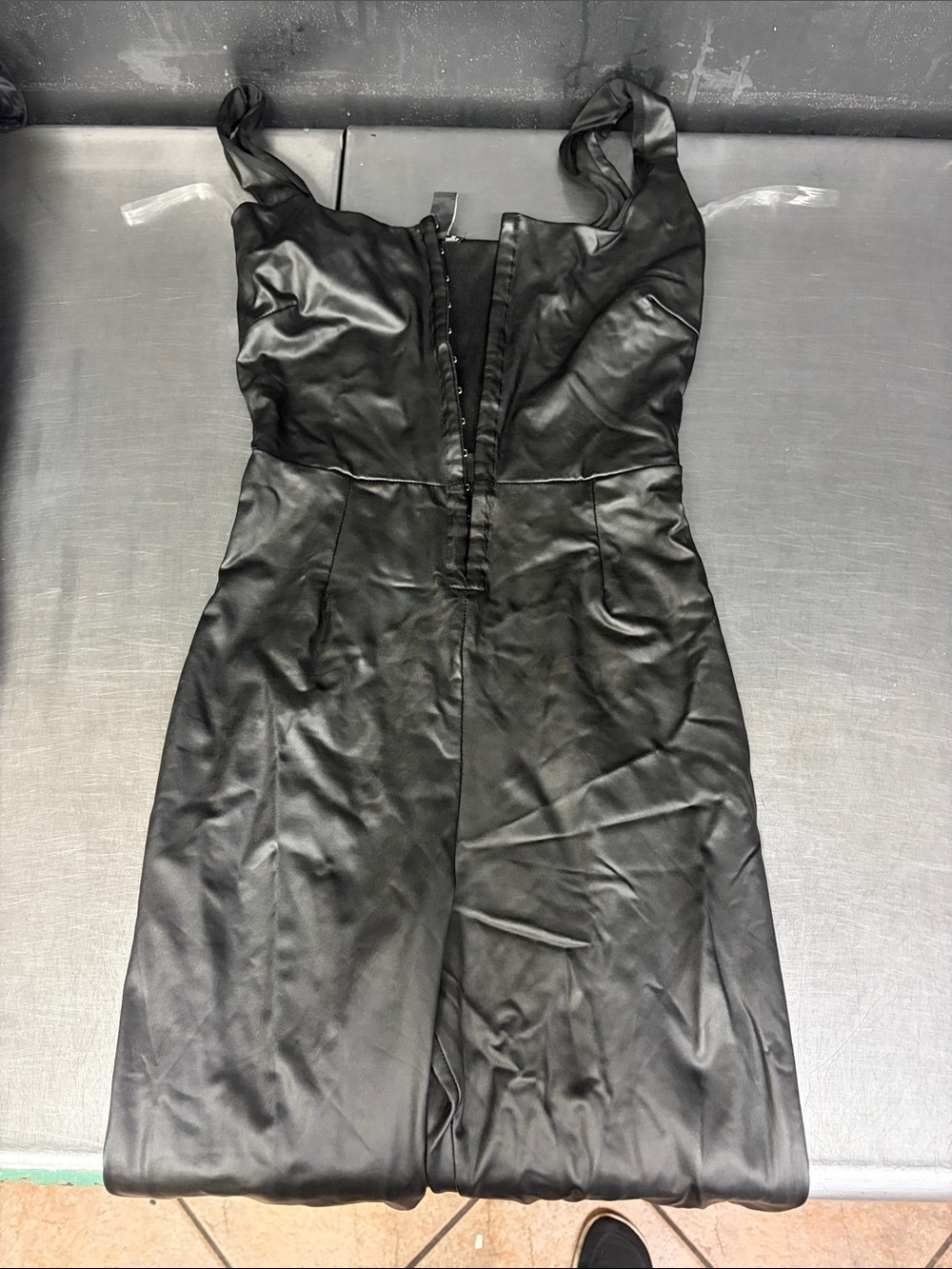 Windsor Black Satin V-Neck Sleeveless Jumpsuit